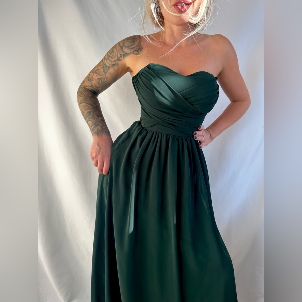 Lulus dark green corset sleeveless maxi dress wedding coctail party